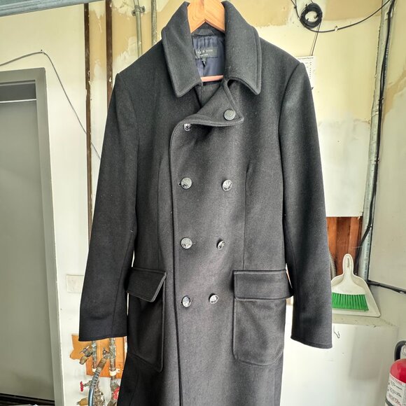 Full length Men's rag and bone Black Pea coat Size 42